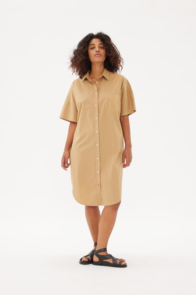 Chiara Short Sleeve Shirt Dress Toffee