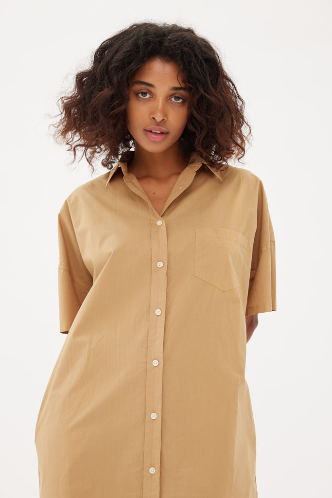 Chiara Short Sleeve Shirt Dress Toffee