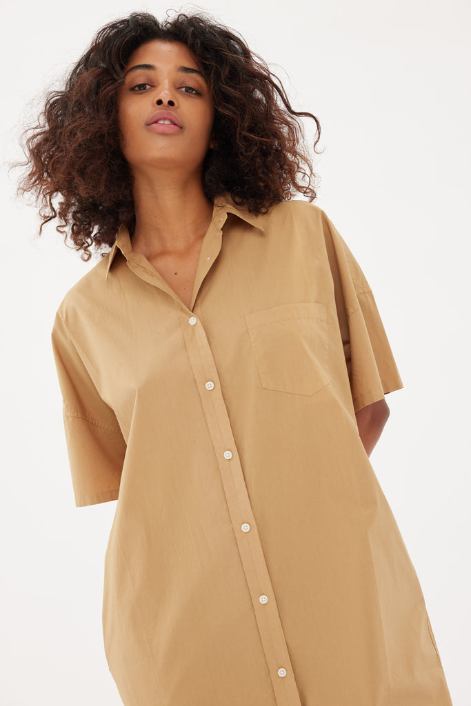 Chiara Short Sleeve Shirt Dress Toffee