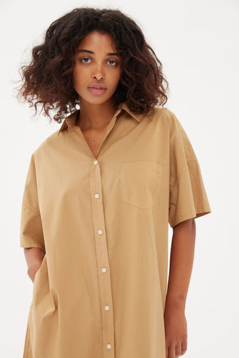 Chiara Short Sleeve Shirt Dress Toffee
