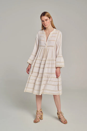 Ella  Midi Dress Ecru Off White
