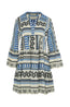 Ella Dress Short Blue Black Jacquard