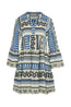 Ella Dress Short Blue Black Jacquard