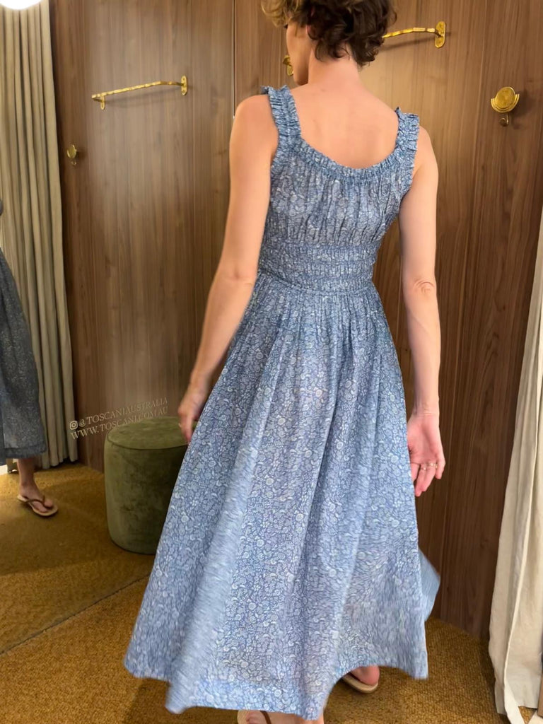 Emmaretta Dress Blue Garden Bloom