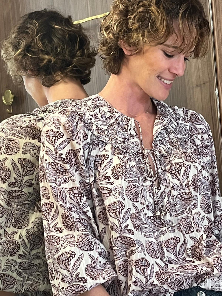 Florelle Long Sleeve Cotton Blouse Meadow