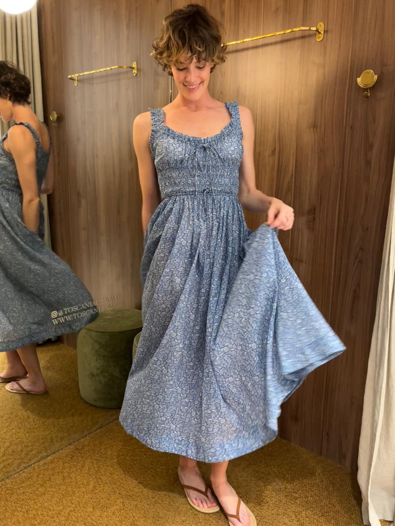 Emmaretta Dress Blue Garden Bloom
