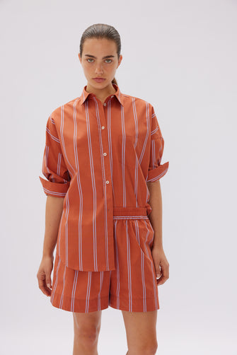 Chiara Short Rust Violet Stripe