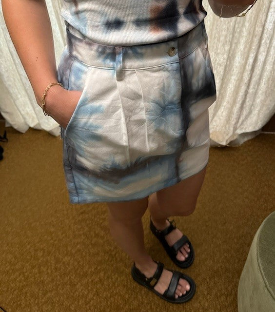 Lace Mini Skirt Blue Check