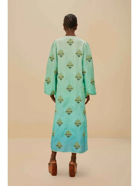 Turquoise Palm Tree Embroidery Tunic