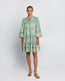 Embroidered Cotton Short Dress Sea Green