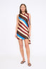 Sabina Silk Dress Caffe Stripe