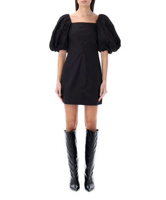 Cotton Poplin Mini Dress Black