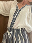 Lena Top Ecru Blue