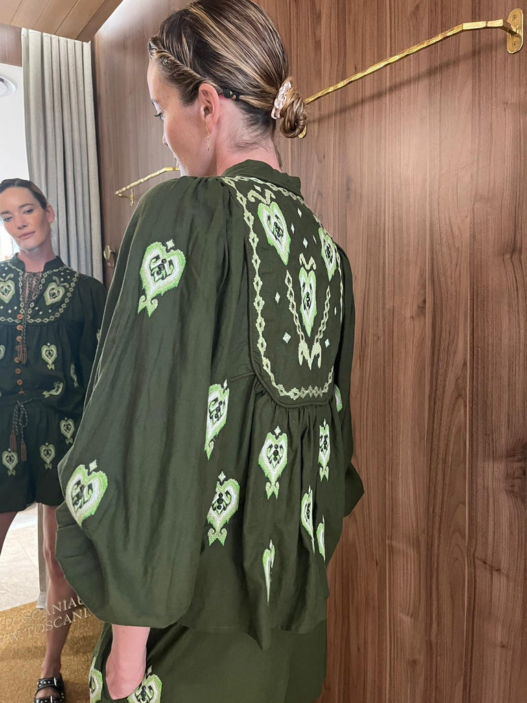 Heart Tapestry Embroidered Blouse