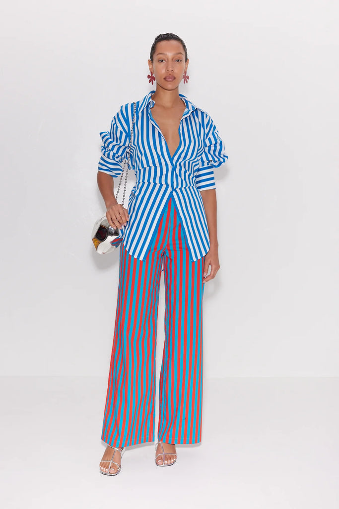 Loch Striped Poplin Button Up Blue Stripe
