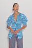 Loch Striped Poplin Button Up Blue Stripe