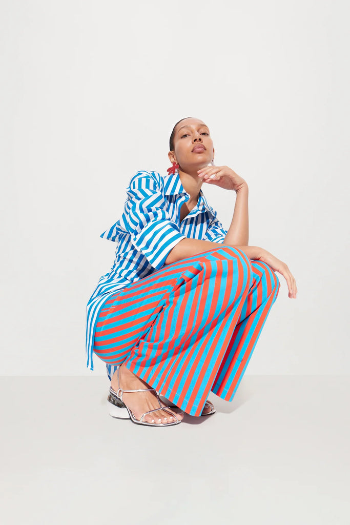 Loch Striped Poplin Button Up Blue Stripe
