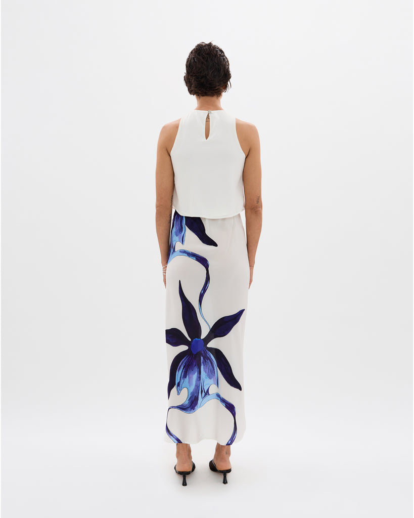 Ink Ghost Orchid Bias Maxi Skirt