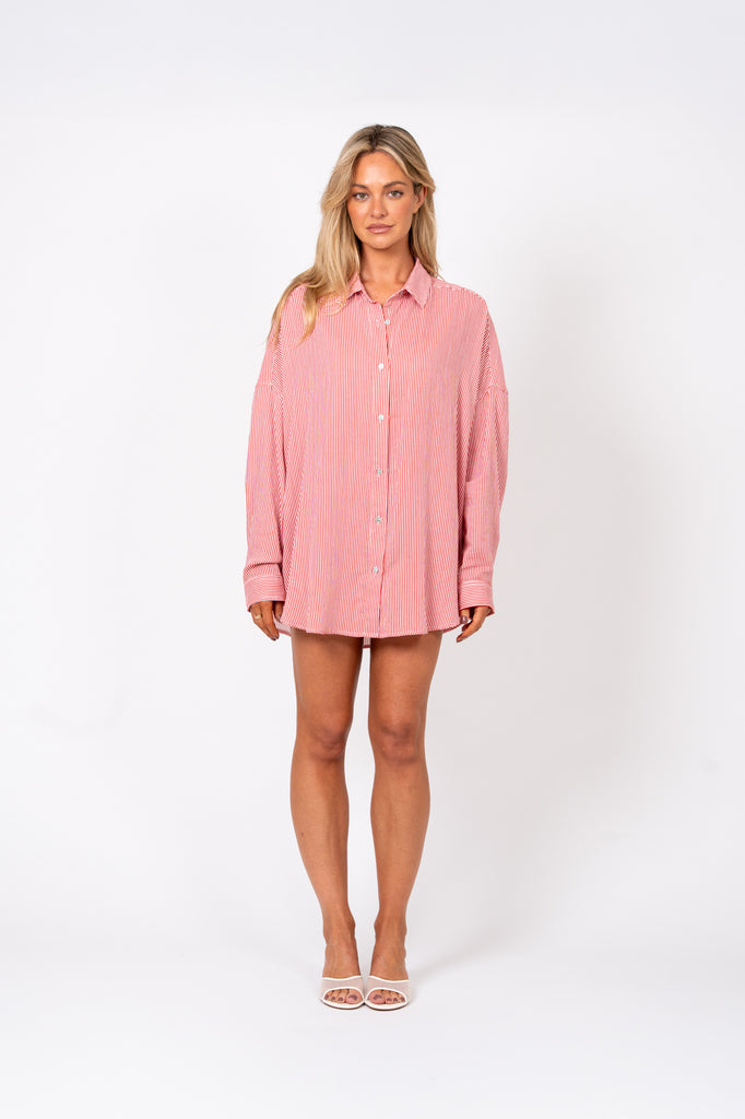 Olive Shirt Red Stripe