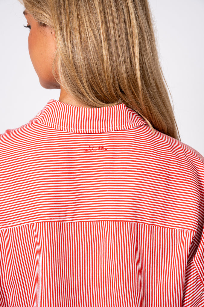 Olive Shirt Red Stripe