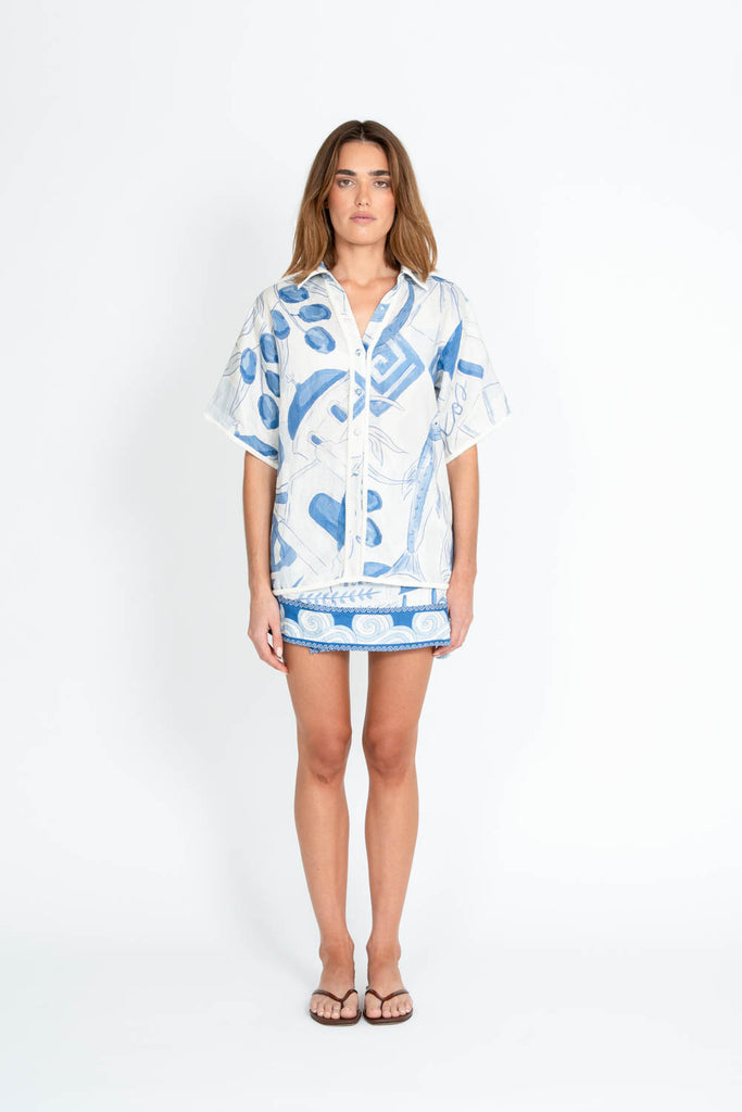 Milos Shirt Aegean Print PRE-ORDER