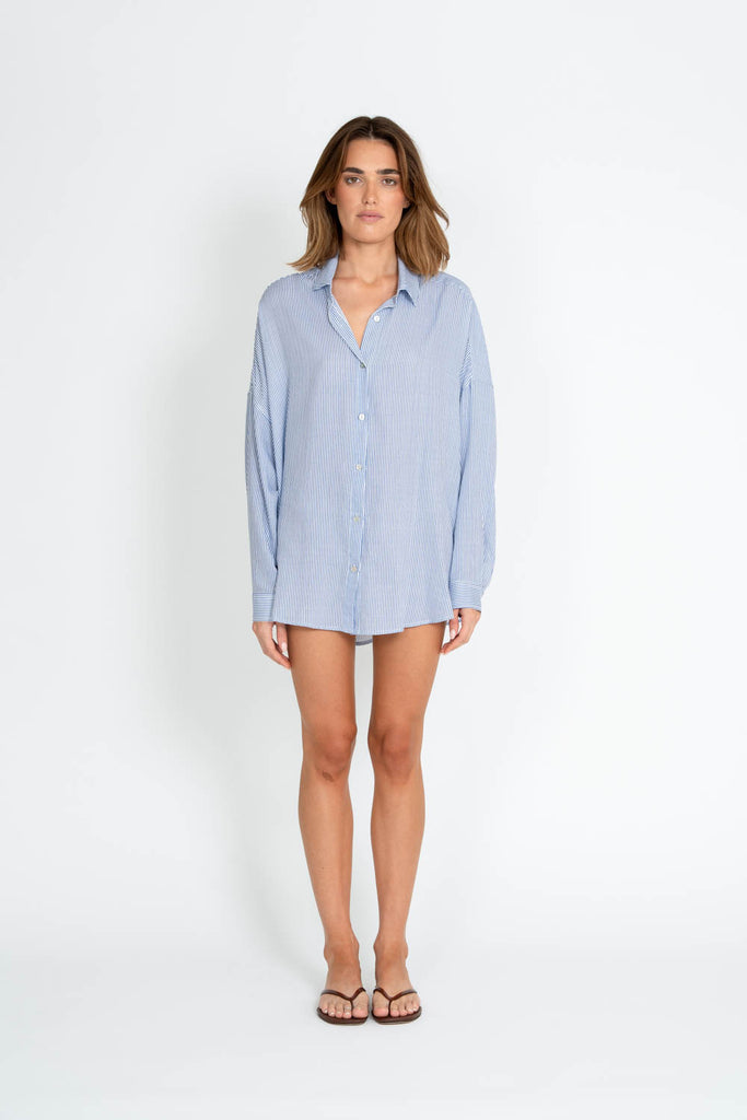 Olive Shirt Blue Stripe PRE-ORDER