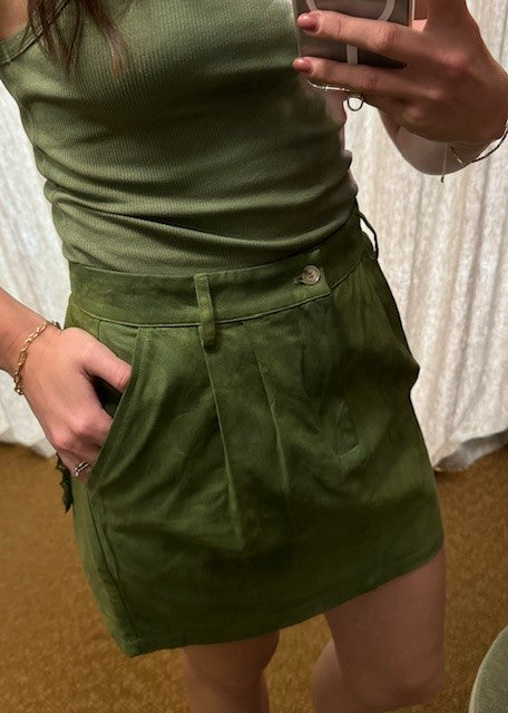 Lace Mini Skirt Olive