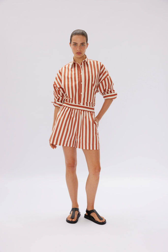 Chiara Shorts Rust Vanilla Stripe