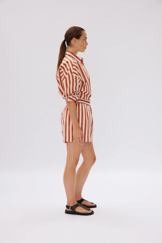 Chiara Shorts Rust Vanilla Stripe