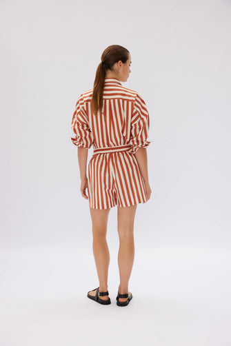 Chiara Shorts Rust Vanilla Stripe