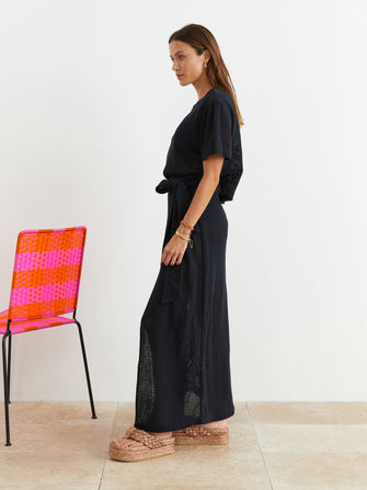 Citrine Net Wrap Skirt Black