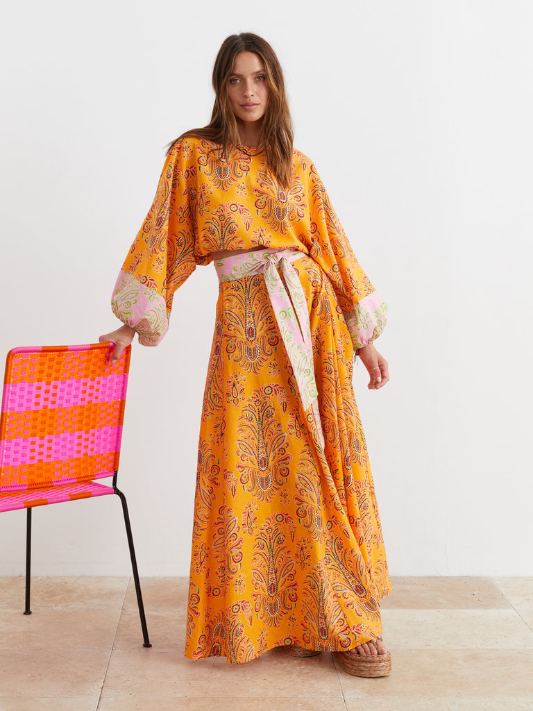 Wallpaper Maxi Wrap Skirt