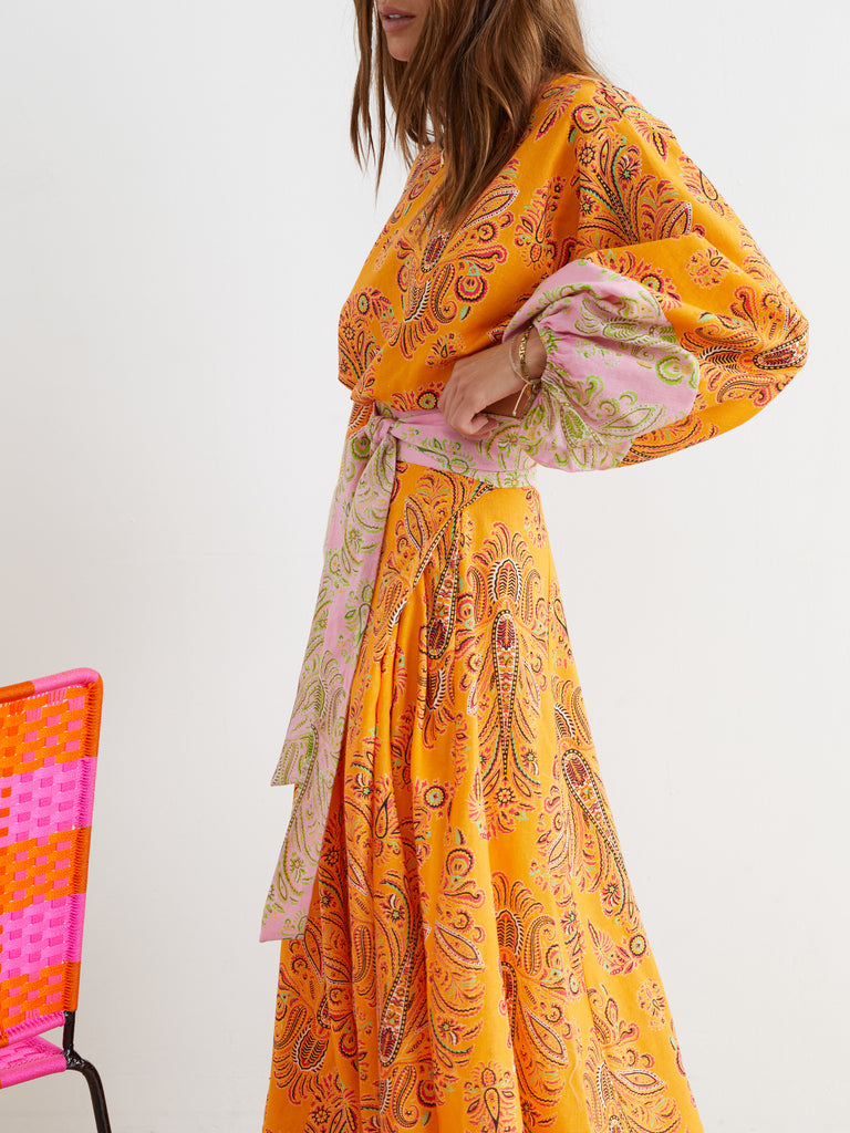 Wallpaper Maxi Wrap Skirt