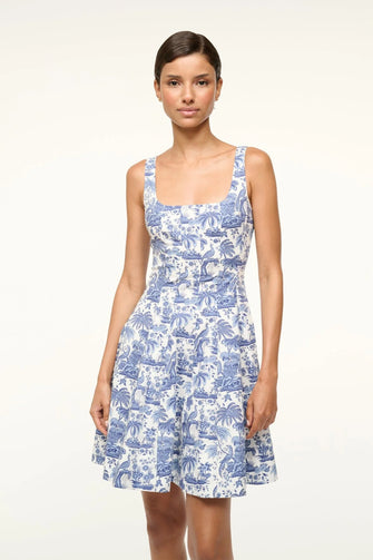 Wells Mini Dress Blue Toile