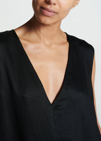 Nisha Black Linen Dress