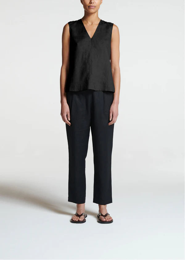 Phoebe Linen Top Black