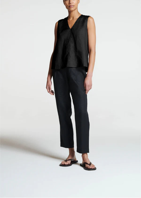 Phoebe Linen Top Black