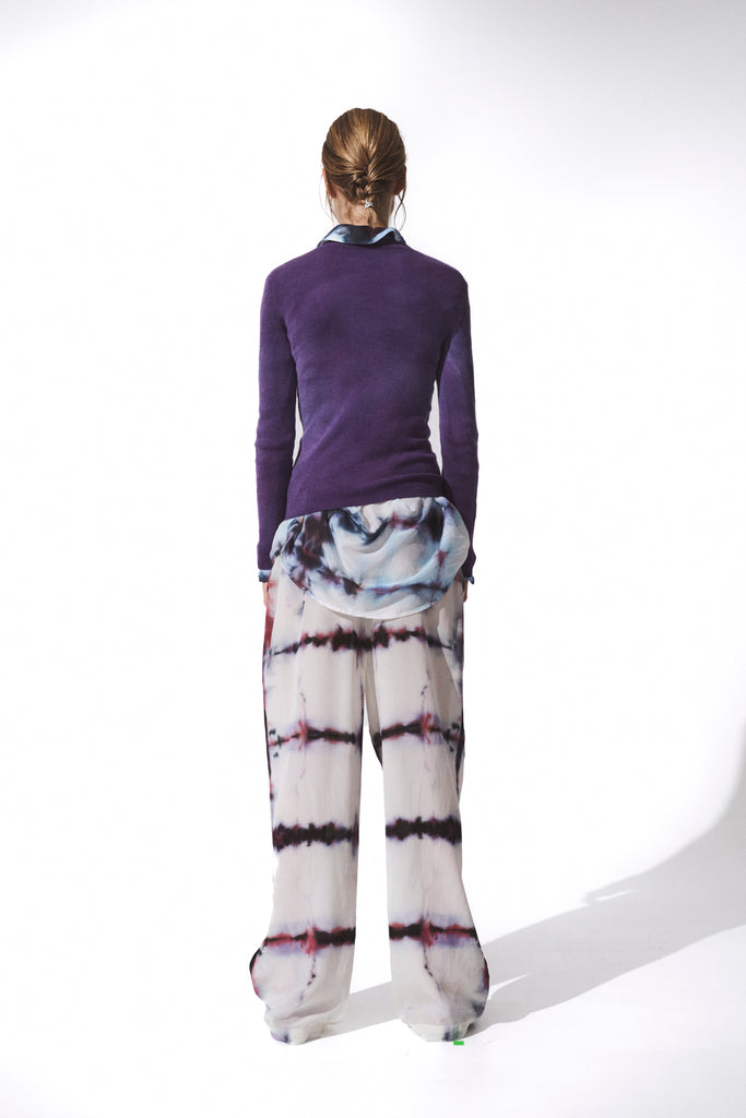 Relaxed Silk Pant Blue Check