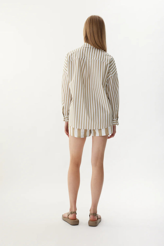 Chiara Poplin Shirt Olive Off White Stripe