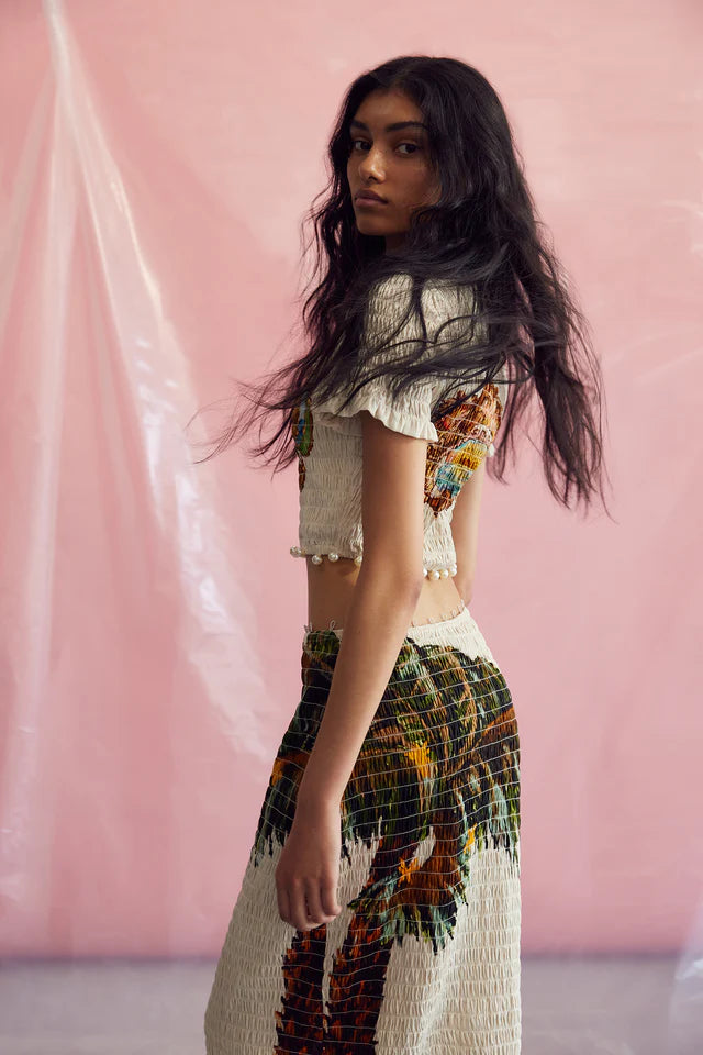 Trips Shirred Long Dress