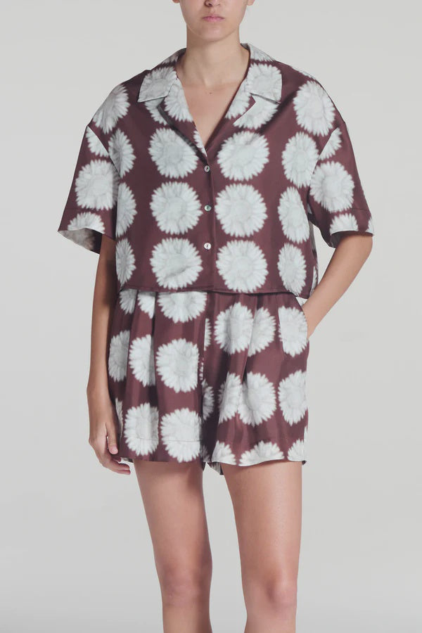 Lincoln Silk Shirt Sunflower Mahogany