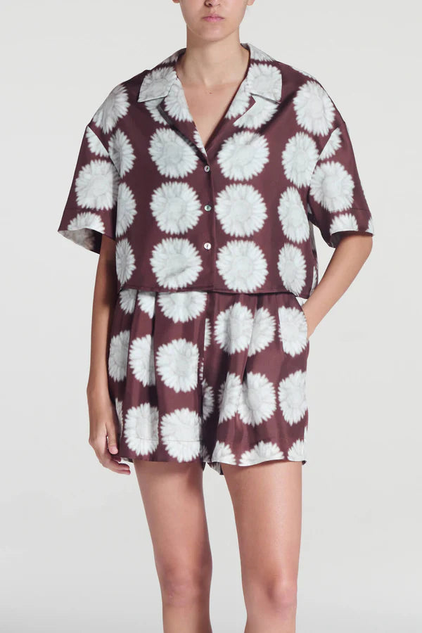 Lincoln Silk Shirt Sunflower Mahogany