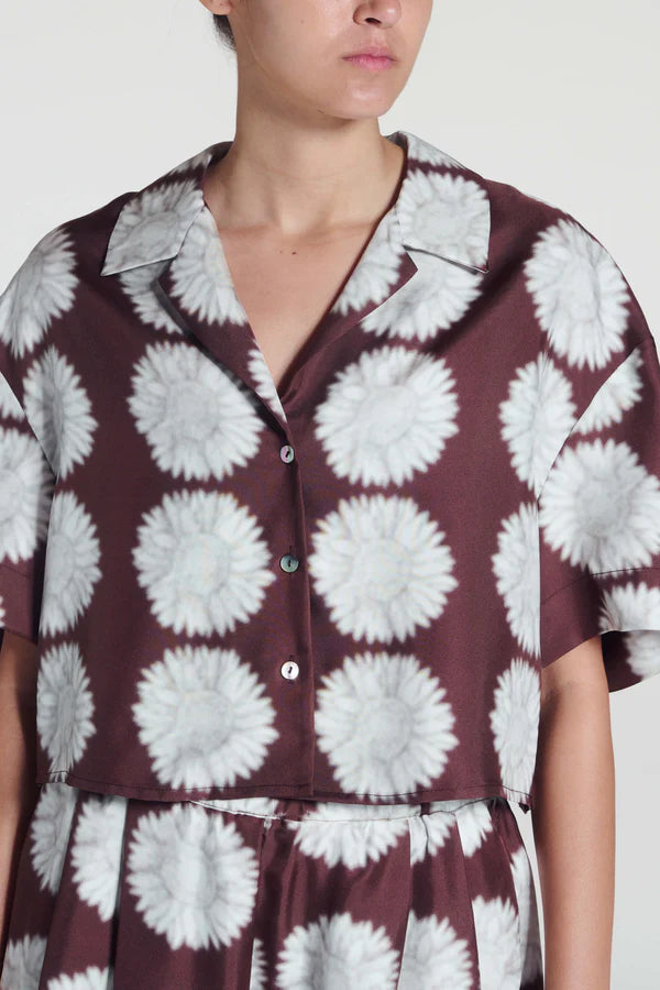 Lincoln Silk Shirt Sunflower Mahogany