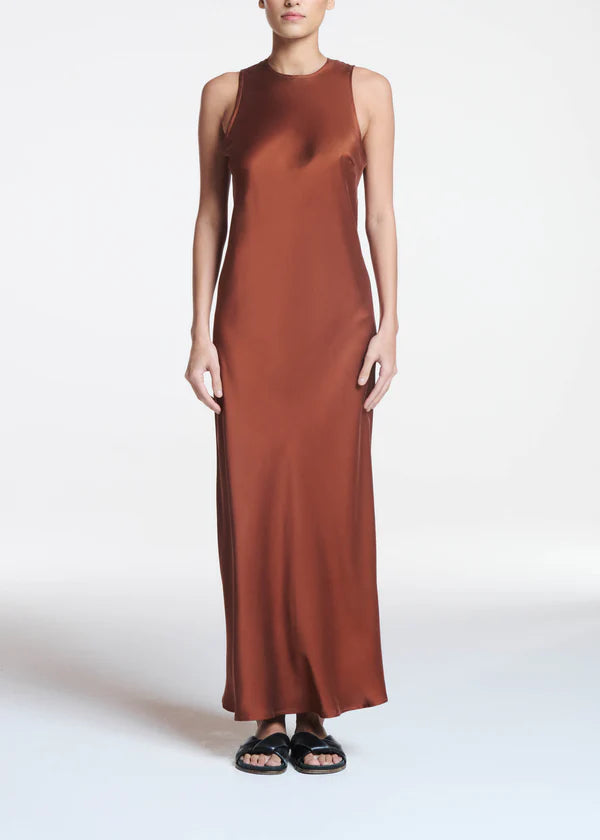 Valencia Silk Dress Brick Red