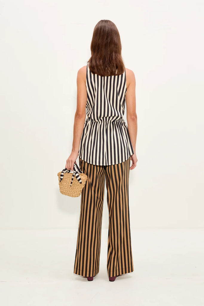 Inna Sleeveless Poplin Top Black/White Stripe