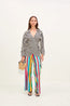 Anya Poplin Wrap Top Black/White Stripe