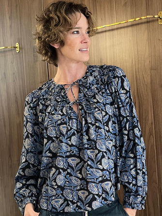 Florelle Long Sleeve Cotton Blouse Zinnia