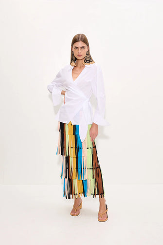 Anya Poplin Wrap Top Macadamia