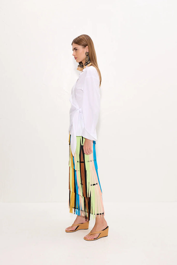 ZAZA Knit Fringe Skirt Ocean Stripe