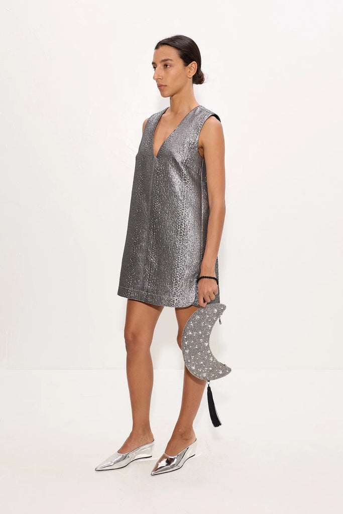 Fountain Metallic Mini Dress Pewter